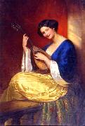 Julie Wilhelmine Hagen-Schwarz Mandoline player oil